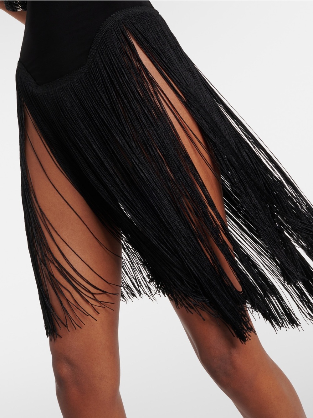 Norma Kamali Strapless Black Fringe Cocktail Dress, XS - Picture 5 of 6